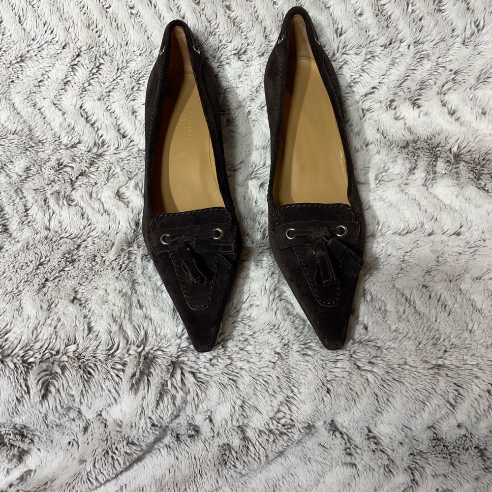 Original Car Shoe Brown Suede Kitten Heel
